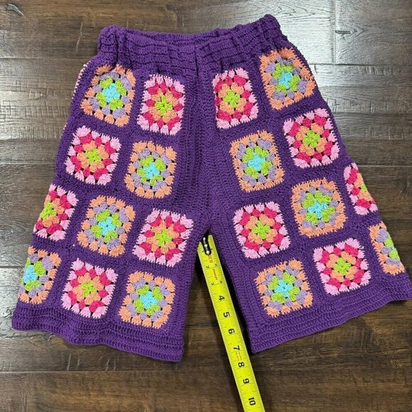 Free People x Flook Frances Multicolor Crochet Pull On Shorts Purple Size XS - Picture 9 of 9